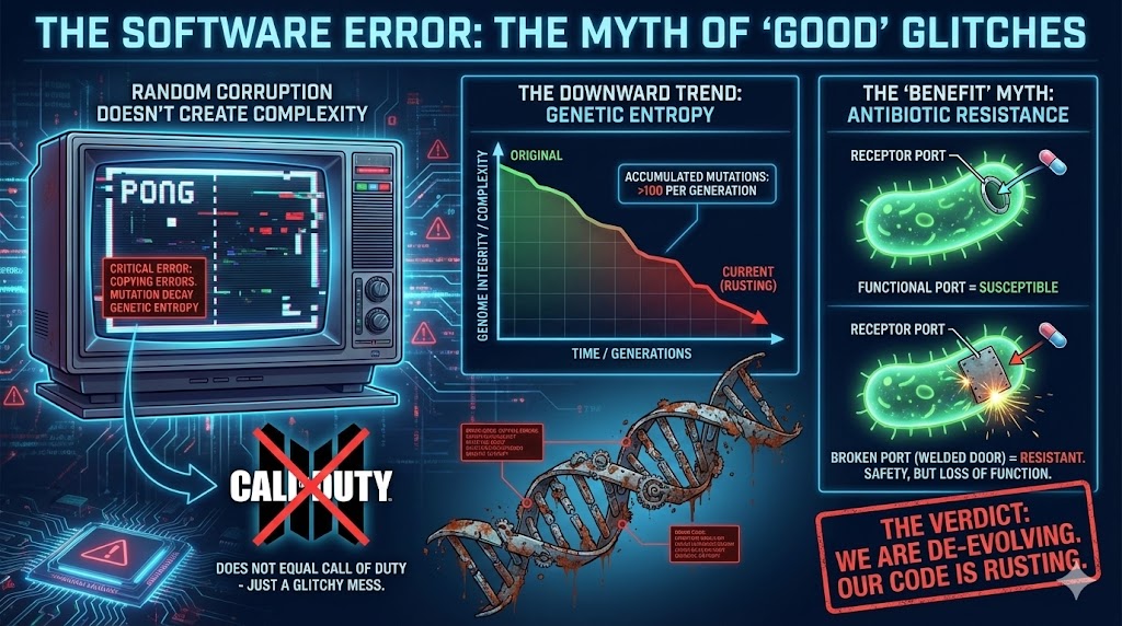 Abstract code-art image illustrating genetic mutations and information errors, from The Origin Code, File 010, The Quantum Papers